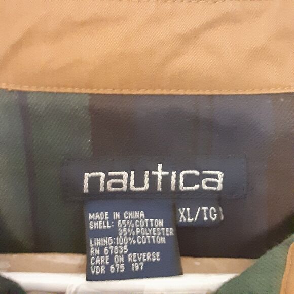 Vintage Nautica Jacket Mens Size XL Extra Large Brown Embroidered Full Zip - Picture 6 of 11